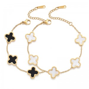 Hongde 18K kultaa-Pintatut miehet\\\'s ja Naiset\\\'s Four Leaf Clover Lucky Rannekoru