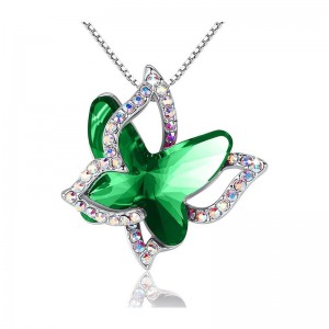 Emerald Radiance Star Pendant Butterfly Birthstone Crystal kaulakoru - Hopean sävy 18\